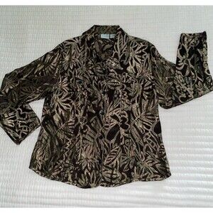 Chicos Gold Lame Silk Jacket Blouse Size 2